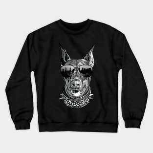 Cool Doberman Skyline Reflection on Sunglasses Crewneck Sweatshirt